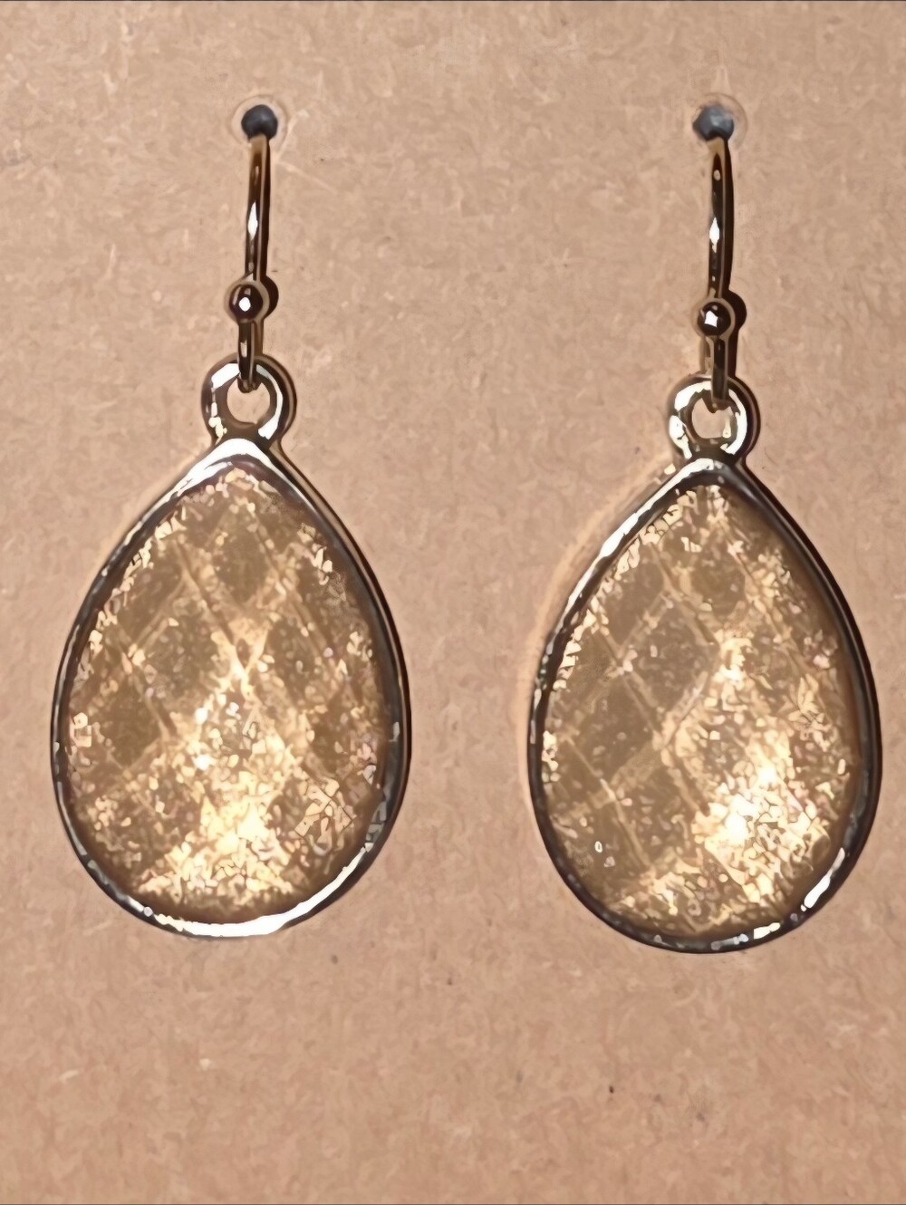 Amber Colored Teardrop Dangle Earrings